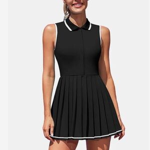 NWT ATTARCO  Black/White trim , Collared mini sports Dress size L.